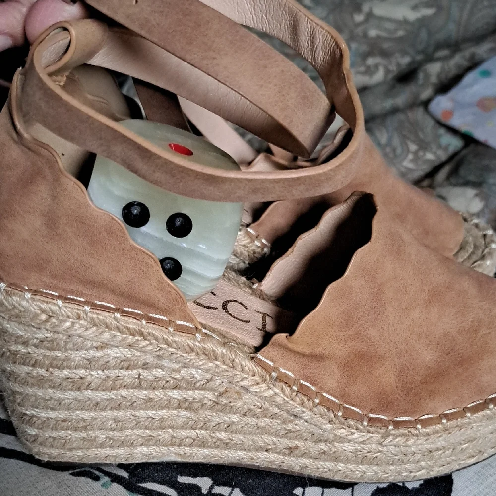 CCOCCI Tan Espadrille Sandals with Ankle Strap